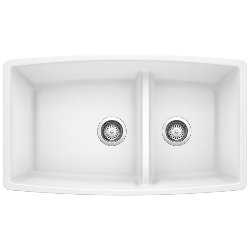 Évier de cuisine à double cuve encastrable 60/40 avec cloison basse Performa SILGRANIT - blanc, Blanc