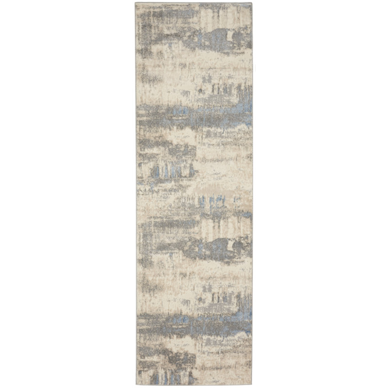 Tapis ivoire moderne Golda, Tapis de couloir 2 pi 3 po x 7 pi 3 po