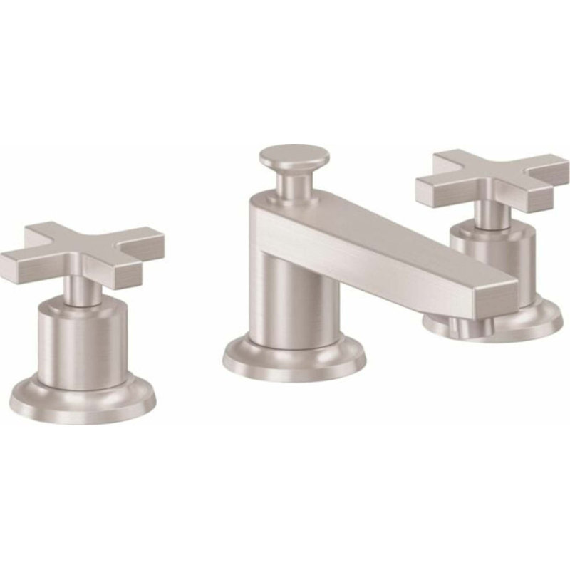 Rincon Bay 3.44" H Widespread Faucet 2-Handle Bathroom Faucet, Cross Handle, Satin Nickel
