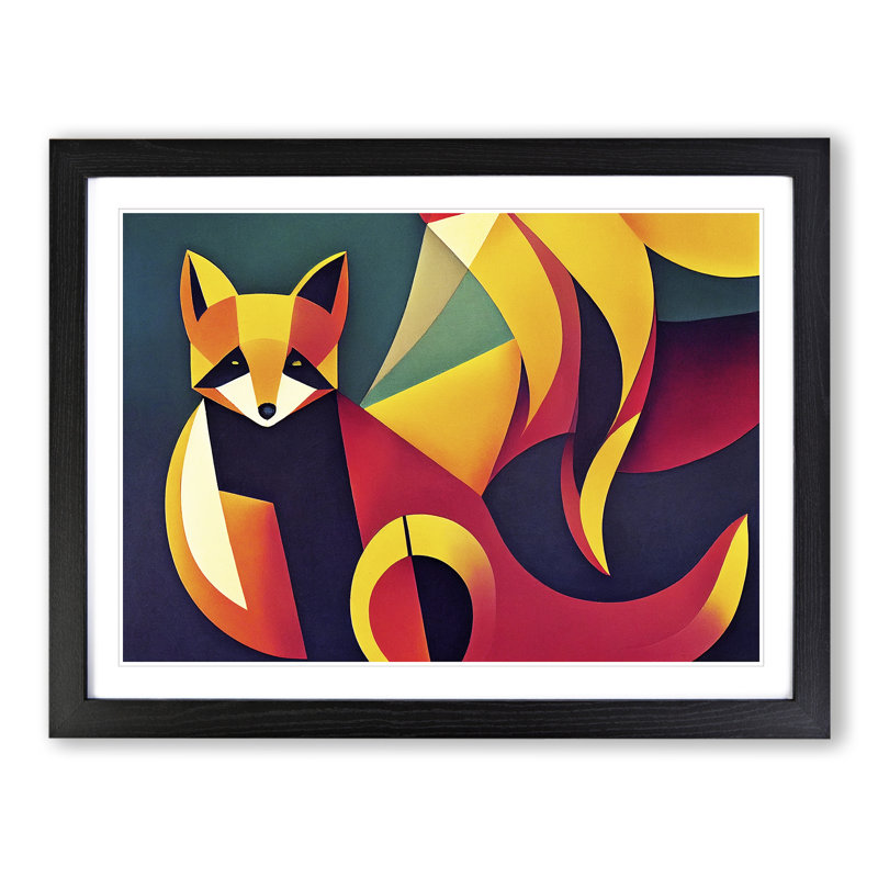 Fox Deco - Single Picture Frame Print, Black, 46cm H x 64cm W x 2cm D