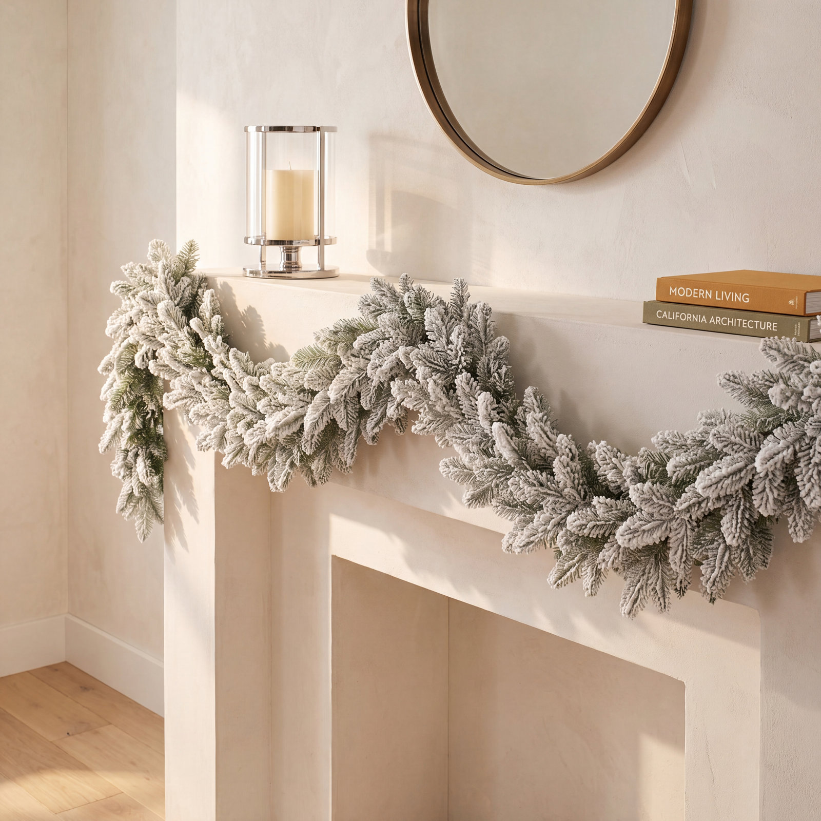 Flocked Pine Garland 6'L