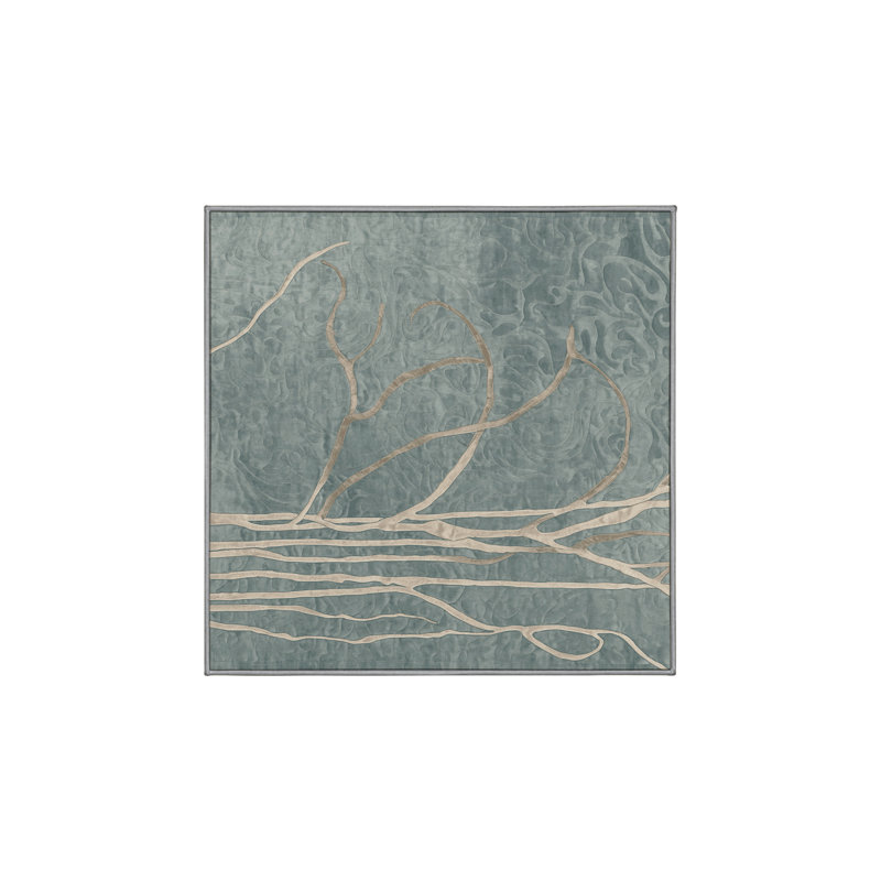 Machine Washable Gray Area Rug, Square 6'