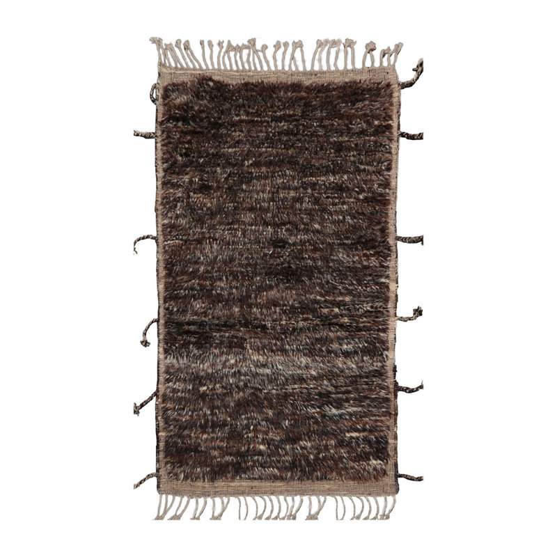 Tapis marocain afghan uni en laine noué à la main 3 pi x 5 pi
