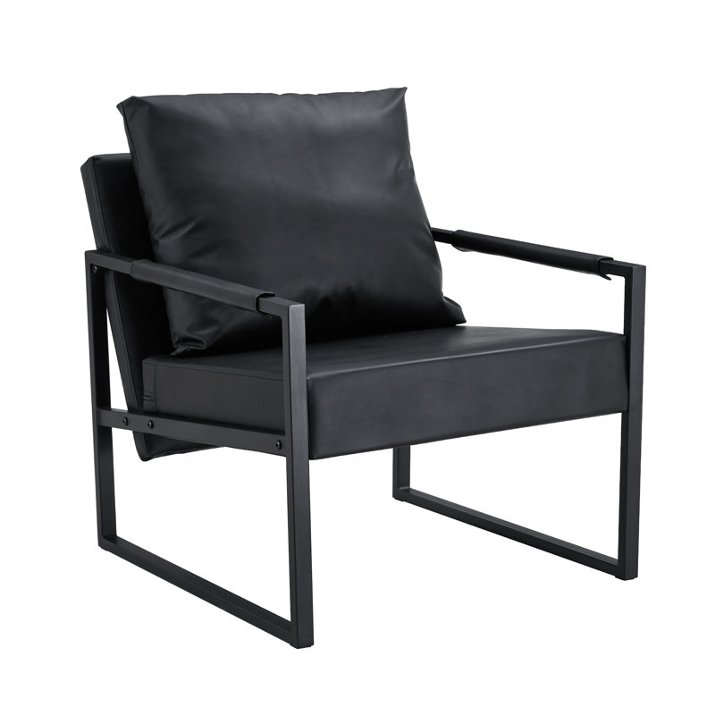 Canapés confortables en cuir PU noir, design industriel moderne pour espaces polyvalents