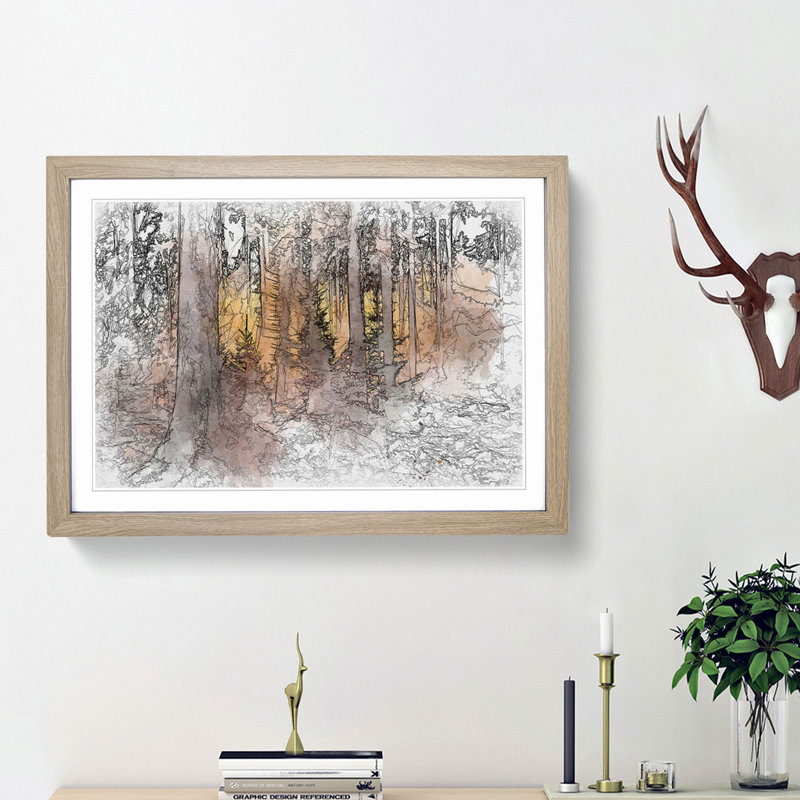 Mystery Forest in Abstract - Framed Print, 27cm H x 36cm W x 2cm D, Oak Framed
