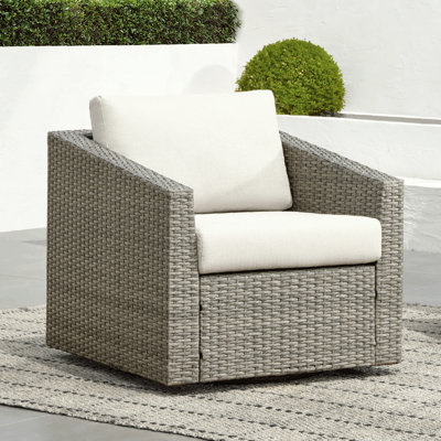 Tiaka Outdoor Swivel Rattan Single Patio Chair with Ottoman