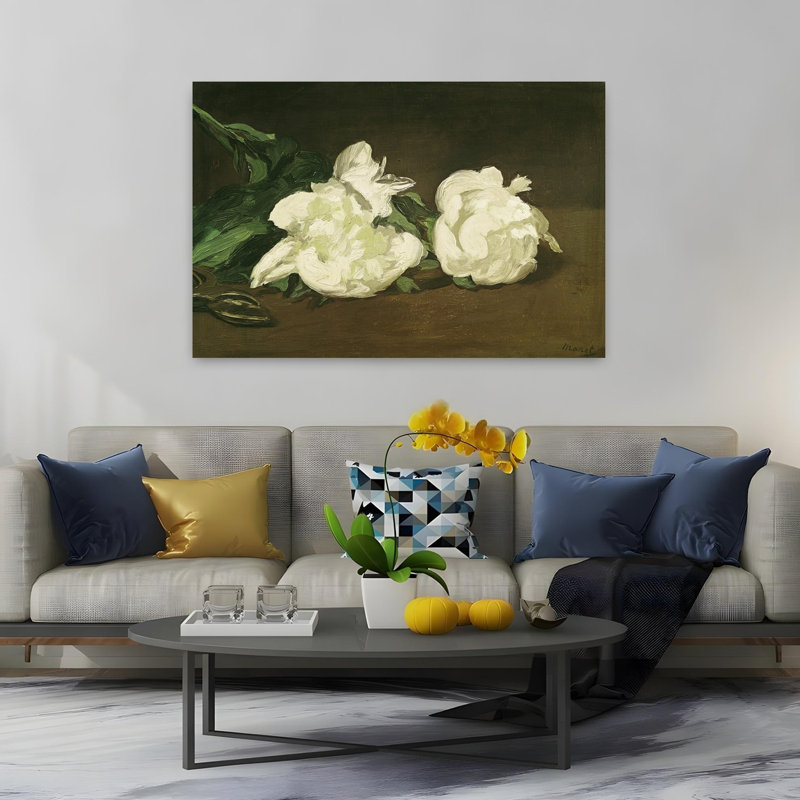 Branch Of White Peonies And Secateurs, 1864 Abstract Contemporary Wall Art Print, 101.6cm H x 152.4cm W
