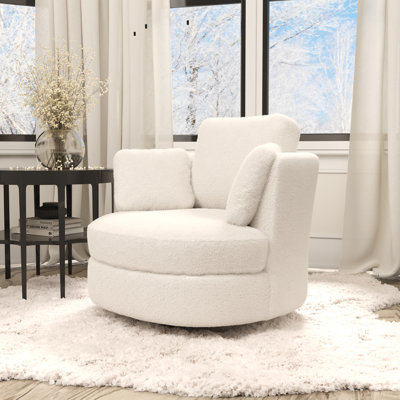 40.35"w Upholstered Barrel Accent Swivel Chair