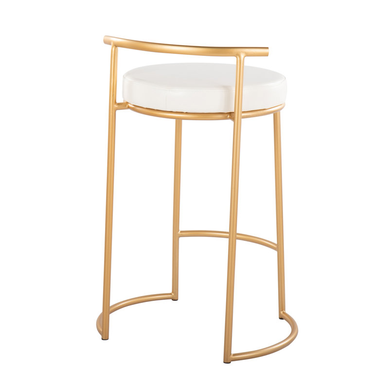 Contemporary Counter Stool, Siège blanc / cadre doré