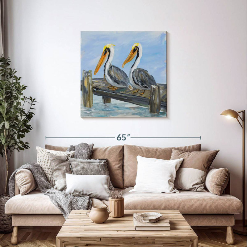Brampt Pelicans On Deck, 36" H x 36" W