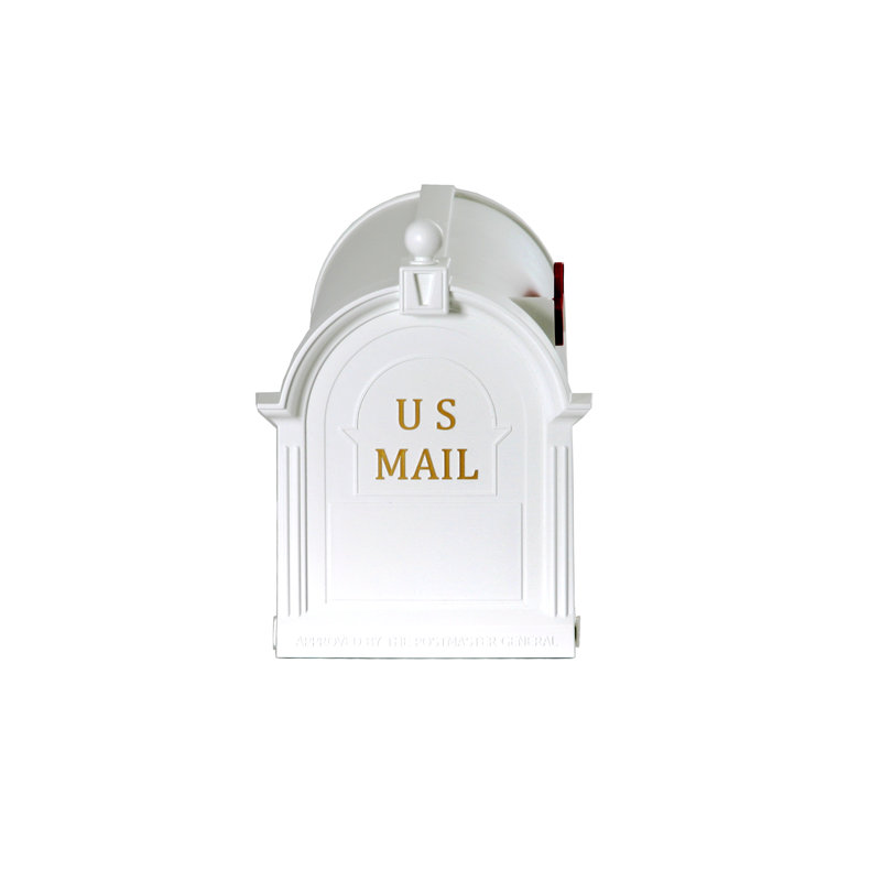 Ambrose Large White Lockable Plastic Post Mount Mailbox