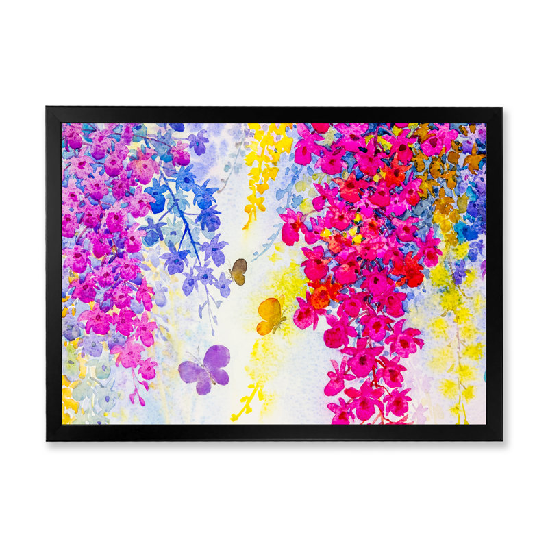 Composition colorée de fleurs en floraison - impression sur cadre flottant, Cadre noir, H 8 po x l 12 po x P 1 po