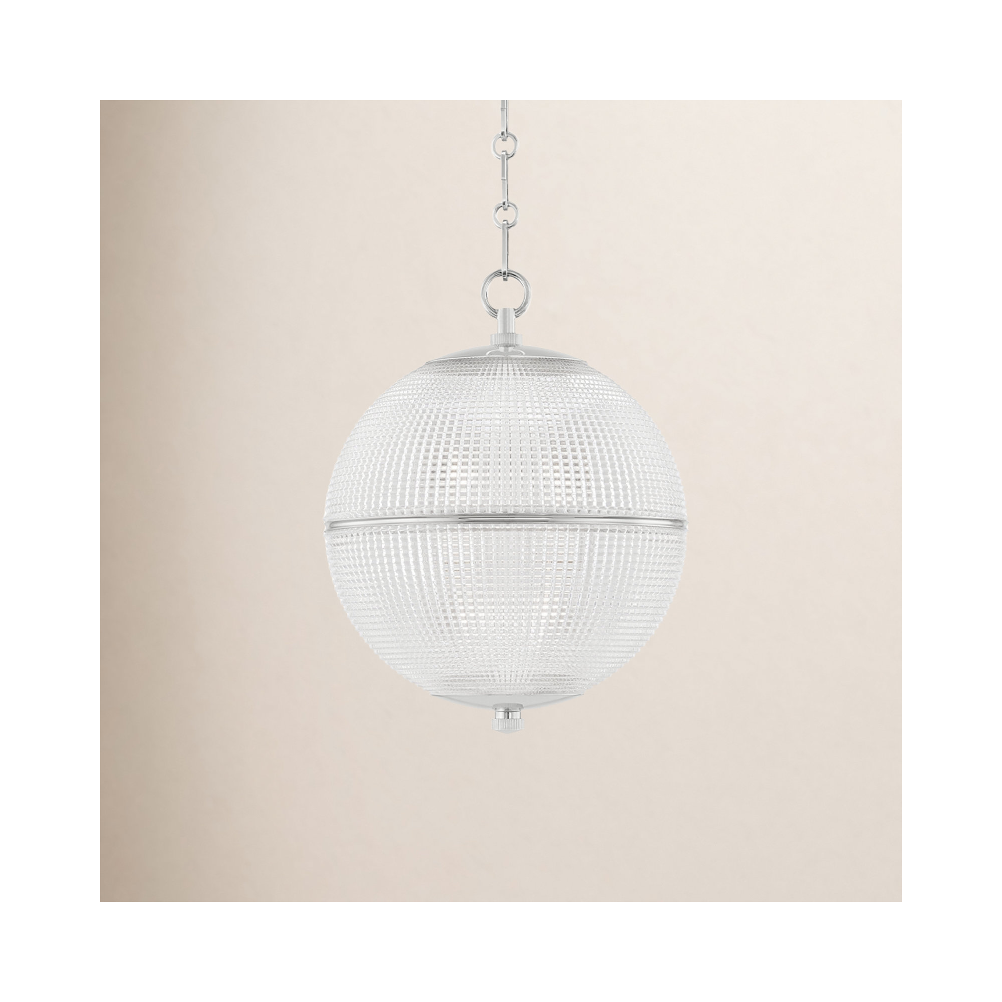 Sphere No. 3 Pendant by Mark D. Sikes, 22.75" H x 18.25" W x 18.25" D, Polished Nickel