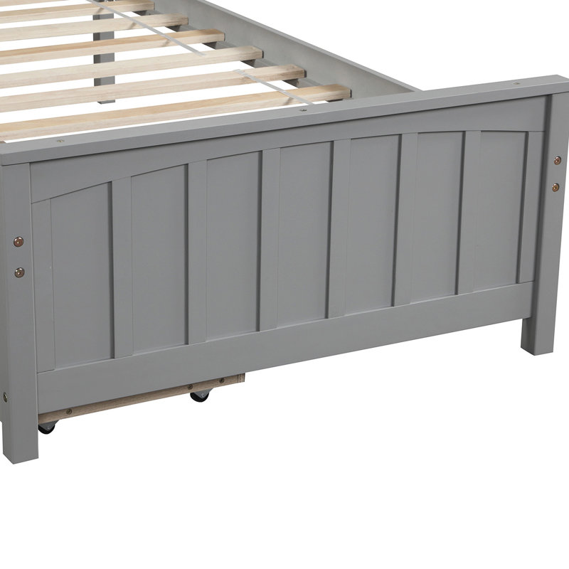 Lit plateforme gris élégant avec fonction de tiroir - Option de confort pour la chambre à coucher, Gris