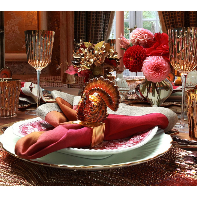 Dip Dye Linen Napkin, Cranberry/Orange