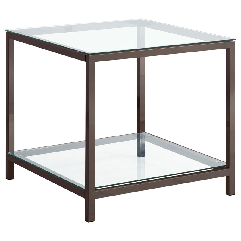 1-Shelf Glass Top Side End Table