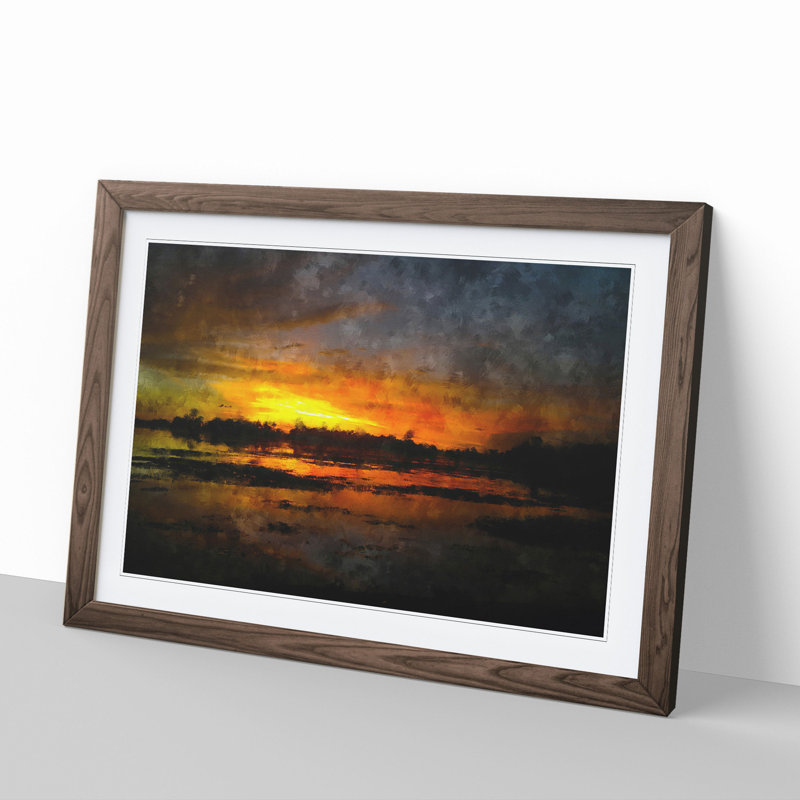 Sunset View Vol.3 - Picture Frame Painting, 36cm H x 48cm W x 2cm D, Walnut Framed