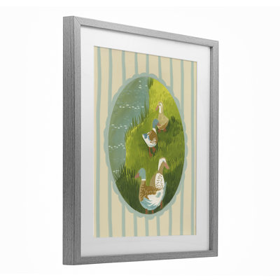 «Cottage Core Ducks», reproduction sous verre encadrée, par Evelyn Coleman