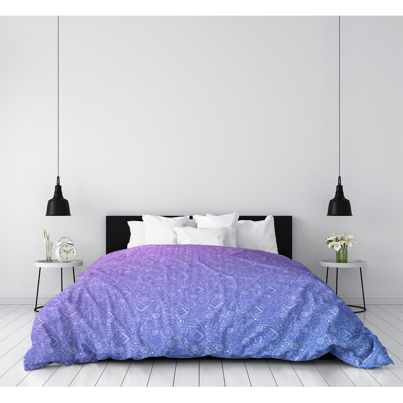 Housse de couette Katelyn Elizabeth, Microfibre, Housse de couette pour lit simple, Mauve / Bleu
