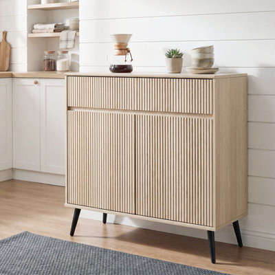 Modern Sideboard Cabinet with Fluted Doors, Buffet Cabinet with Storage, Contemporary Credenza for Dining Room, Kitchen and Living Room