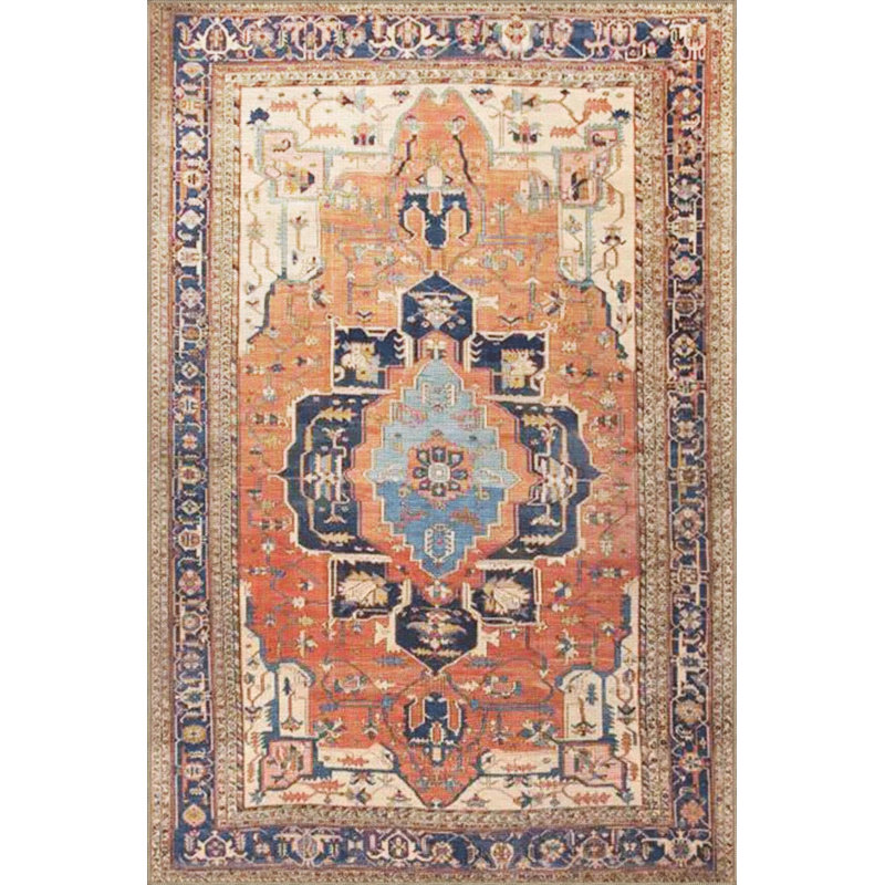 Beige Navy Blue Themed Traditional Motif Ethnic Patterned Vintage Decorative Carpet, Runner 2'6" x 9'11"
