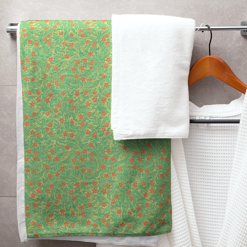Serviette de bain florale swirly, Jaune/Vert/Orange