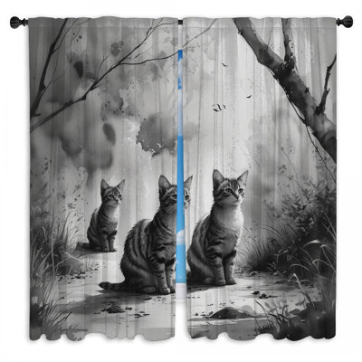 Rideaux de fenêtre Three Tabby Cats
