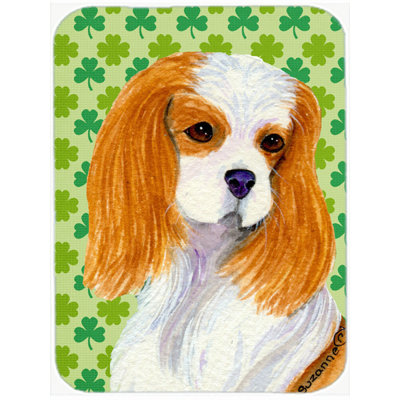 Caroline's Treasures Shamrock Lucky Irish Cavalier Spaniel St. Patrick's Day Portrait Glass Cutting Board