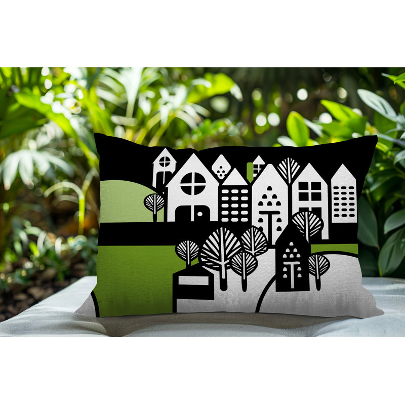 Oreiller rectangulaire réversible intérieur / extérieur Hansen, Rectangle H 18 po x l 25 po, Chartreuse