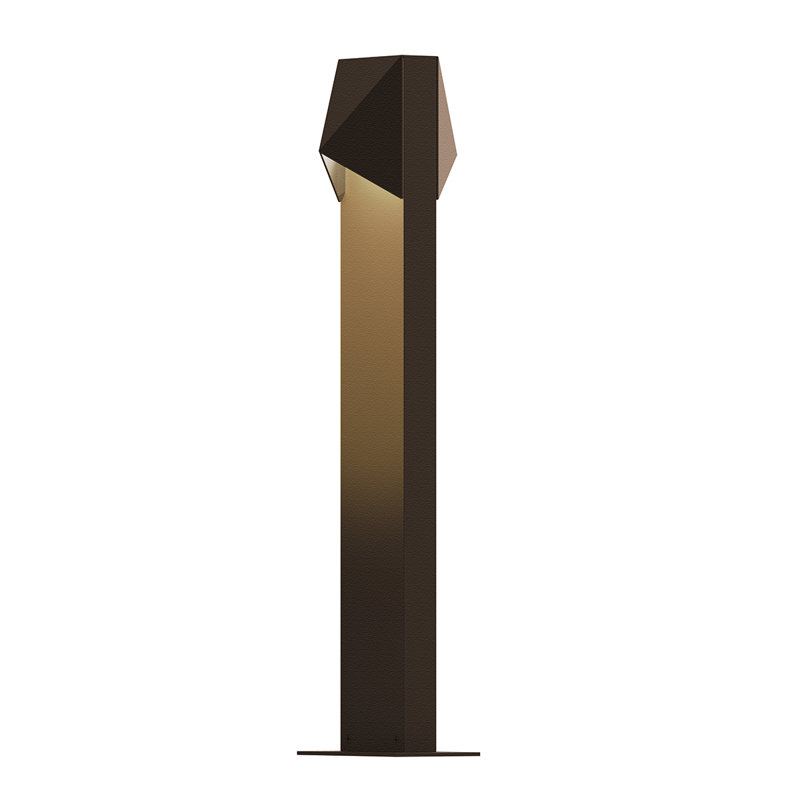 Triform Compact Grey Integrated LED Metal Bollard Light, 28" H x 3.5" W x 5.25" D, Bronze