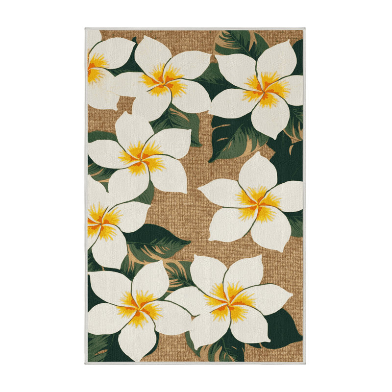  Tapis lavable hawaïen Plumeria, Rectangle 4pi x 6 pi