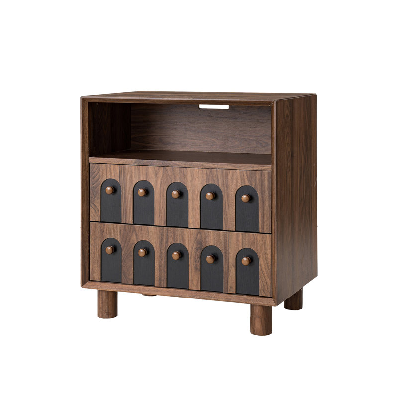 Table de chevet avec 2 tiroirs, petite table d'appoint avec rangement, Seadrifte