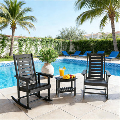 2 chaises berçantes d'extérieur à haut dossier 2 pièces