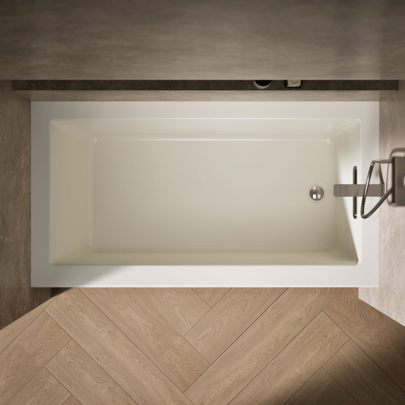 Underscore 60" x 32" Alcove Soaking Bathtub, Biscuit, Right