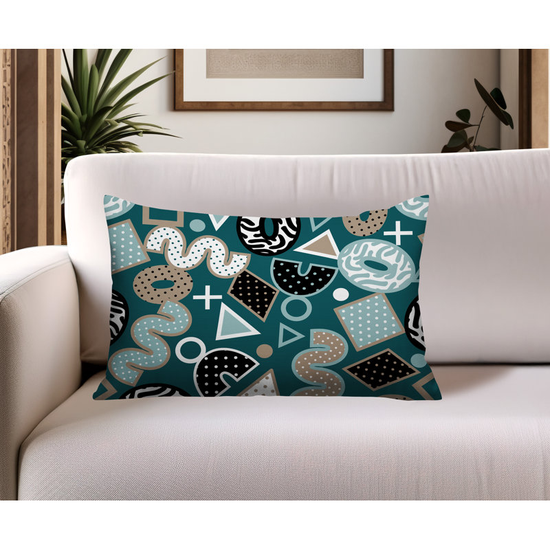 Coussin lombaire réversible intérieur / extérieur Zyra, Rectangle H 14 po x l 20 po, Émeraude