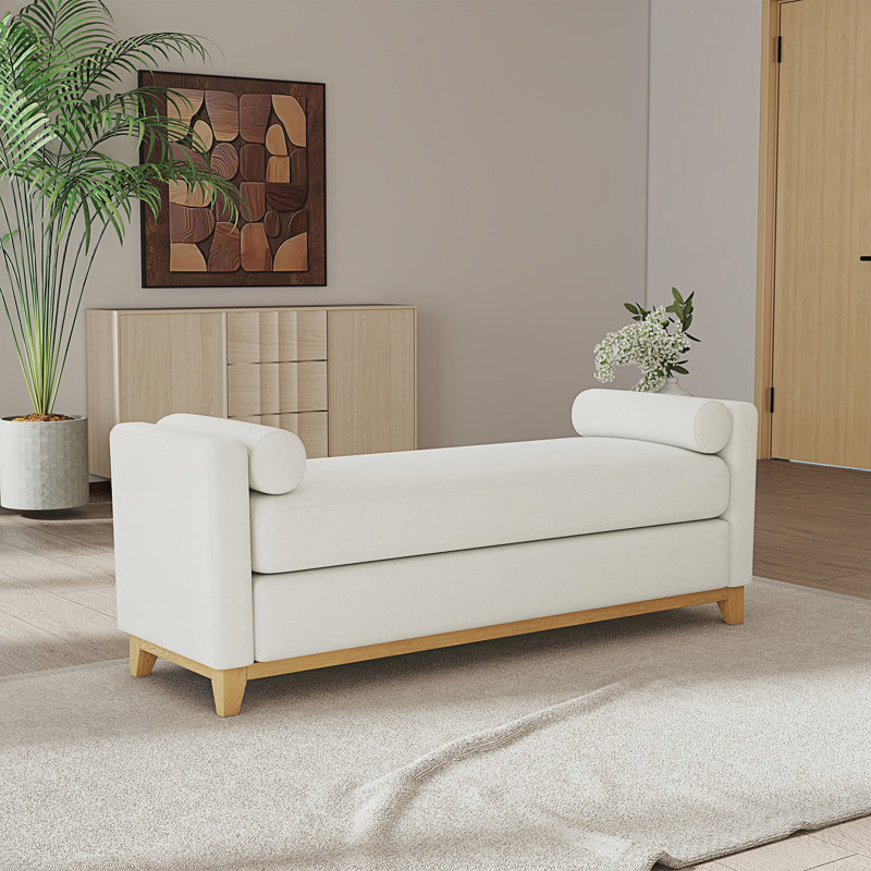 Banc rembourré avec coussins, Beige / Naturel