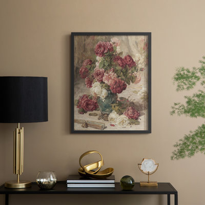 Reproduction florale vintage avec encadrement Lxxiii - bois massif