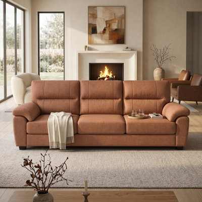 84" Mid-Century Modern Sofa with Plush Pillow-Top Arms and Pet-Friendly Tech Fabric