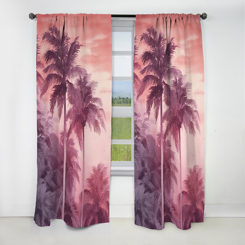 Vecellio - Rideau palmiers - Rideau floral occultant en velours - 1 panneau, L 52 po x L 95 po