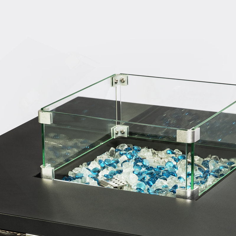Pare-vent carré moderne en verre pour table de feu carrée