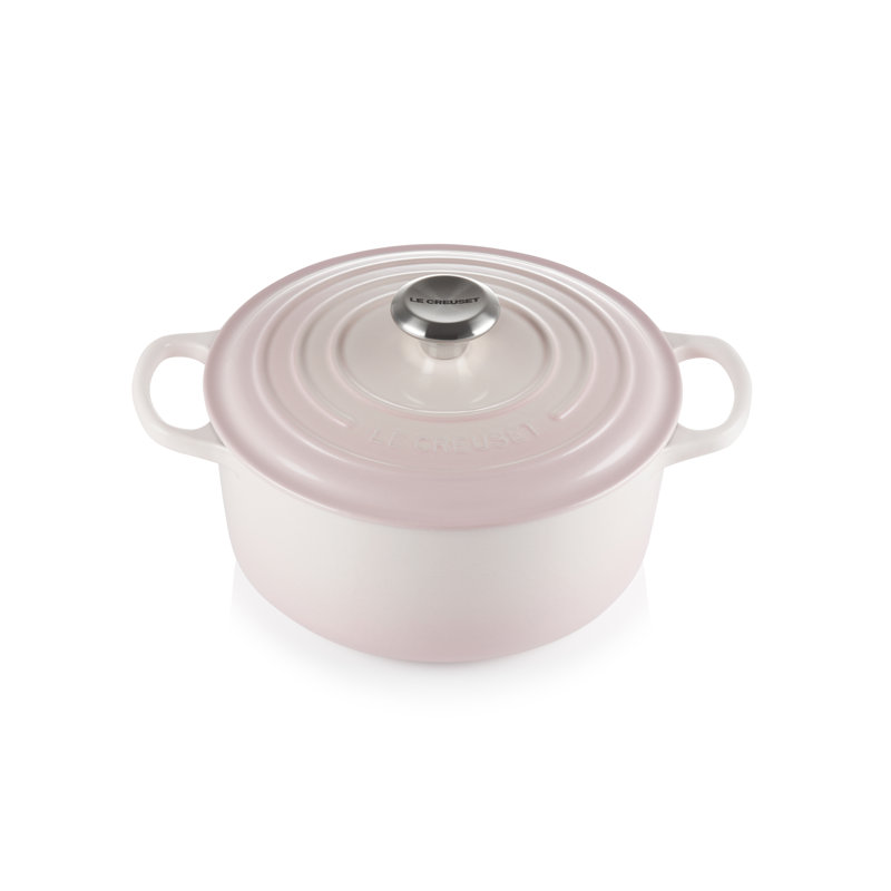Le Creuset Cast Iron Round Casserole, 24cm / 4.2L, Shell Pink