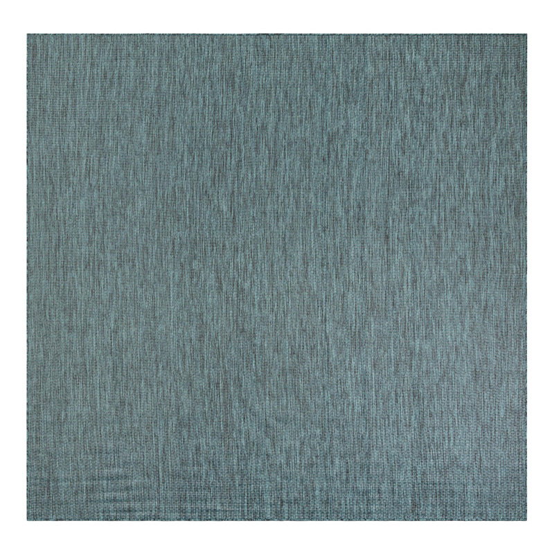 Tapis bleu sarcelle intérieur / extérieur Sevim, Carré 10 pi