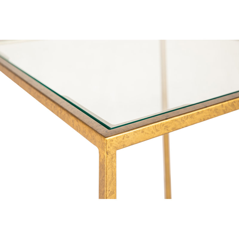 Kayce Glass End Table with Storage, Royal Gold