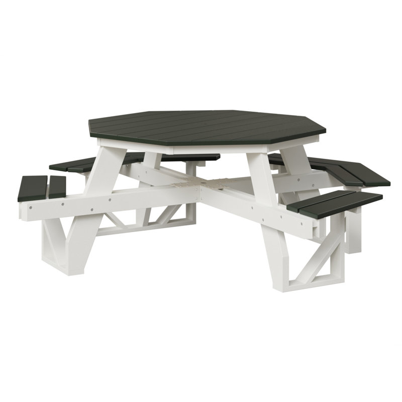  Table de pique-nique régulière avec base blanche Octa, Bois patiné / blanc, H 30,5 po x L 86,25 po x l 86,25 po