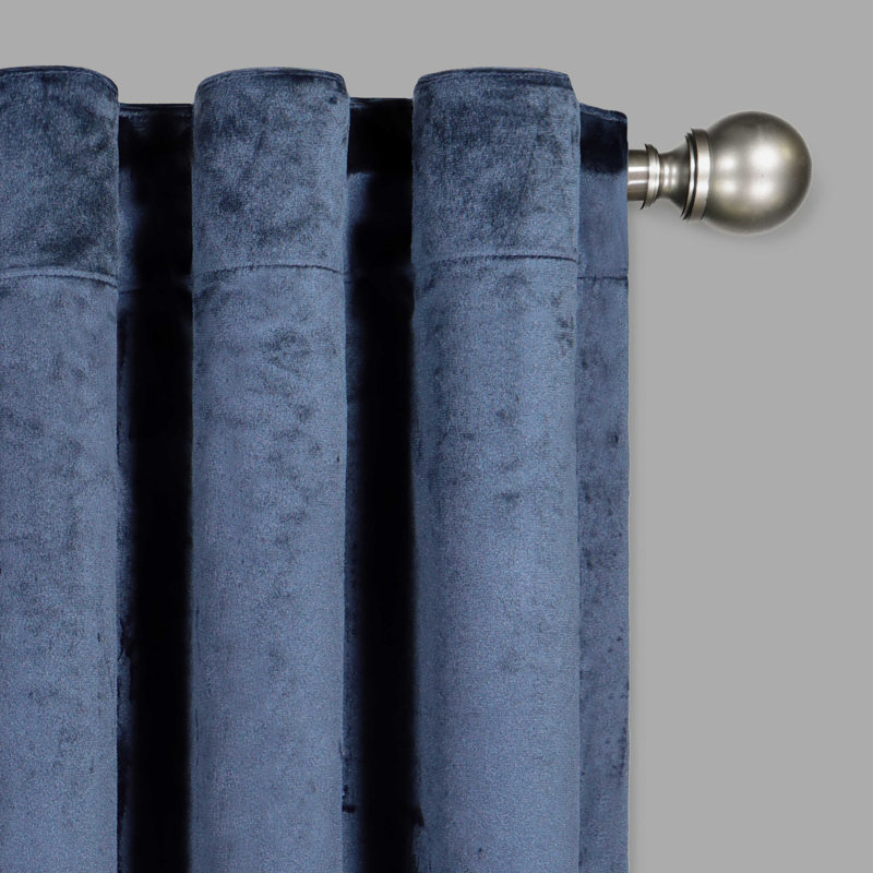 Navy Velvet Blackout Rod Pocket Curtain Panel, 50 in x 95 in
