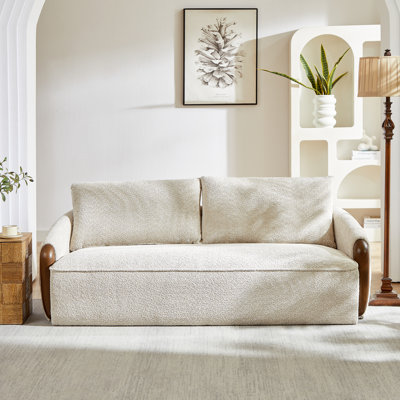 Coriddi Modern Organic Upholstered Sofa with Curved Arms and Solid Wood Frame