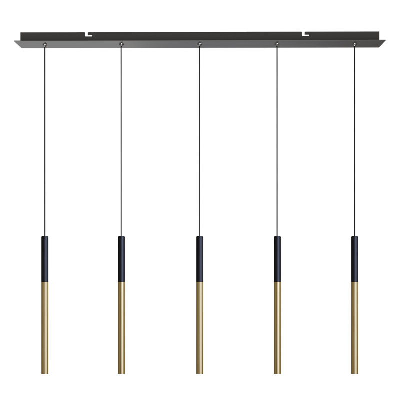 Baileyton 5 - Light Kitchen Island Pendant, Black Top/Brushed Brass