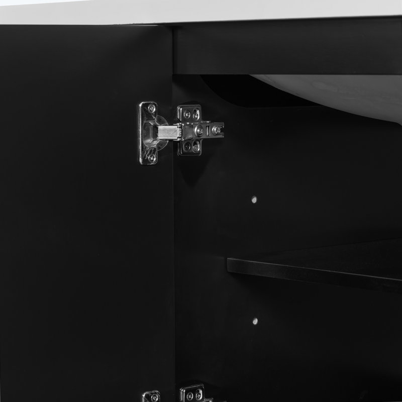 36" Black Solid Wood and MDF Freestanding Bathroom Vanity