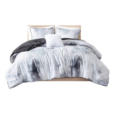 Multicolor Twin/twin Xl Bedding Featuring Watercolor Tie Dye Comforter And Square Fur Pillow - Collection With Pattern Decorative Microfiber Proof