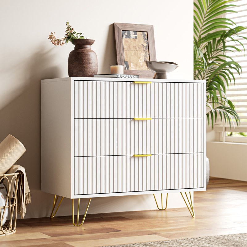 Commode 3 tiroirs, l 31,5 po, Blanc